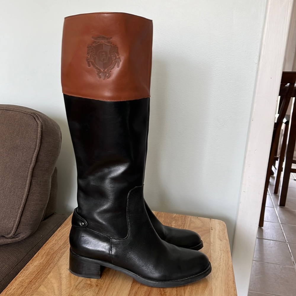 Etienne Aigner Black and Brown Costa Boots sz 6.5